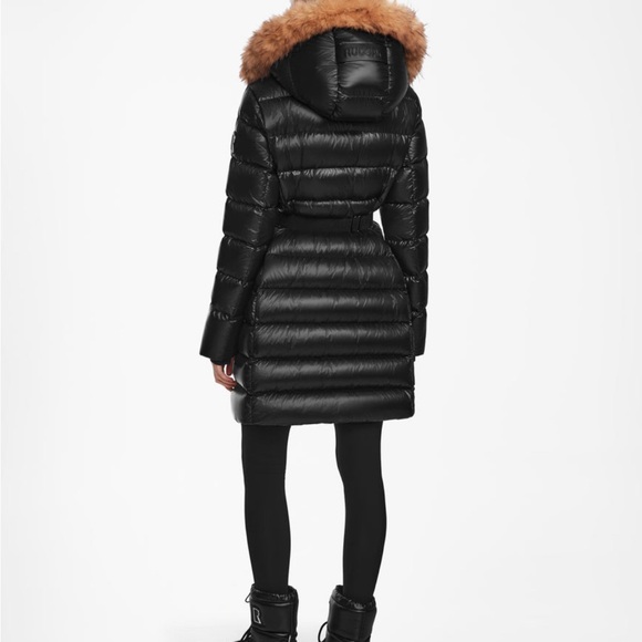 Brand New RUDSAK Lilith Women's Glossy Black Quilted Down Puffer with Faux Fur - Picture 4 of 10